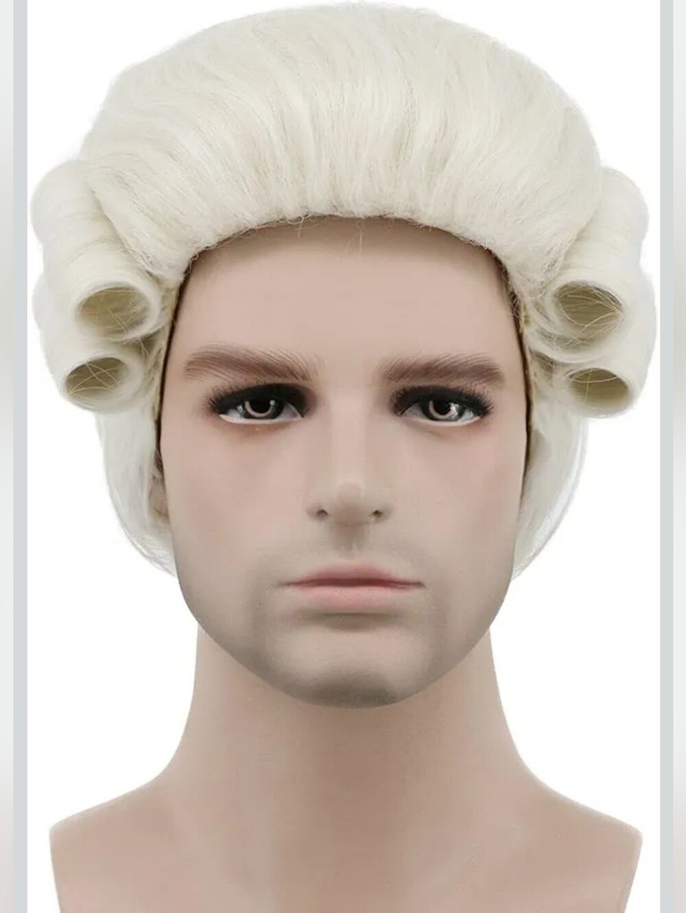 Judge Colonial Wig Man Long Wave Beige Wig for Halloween Costume Cosplay Party